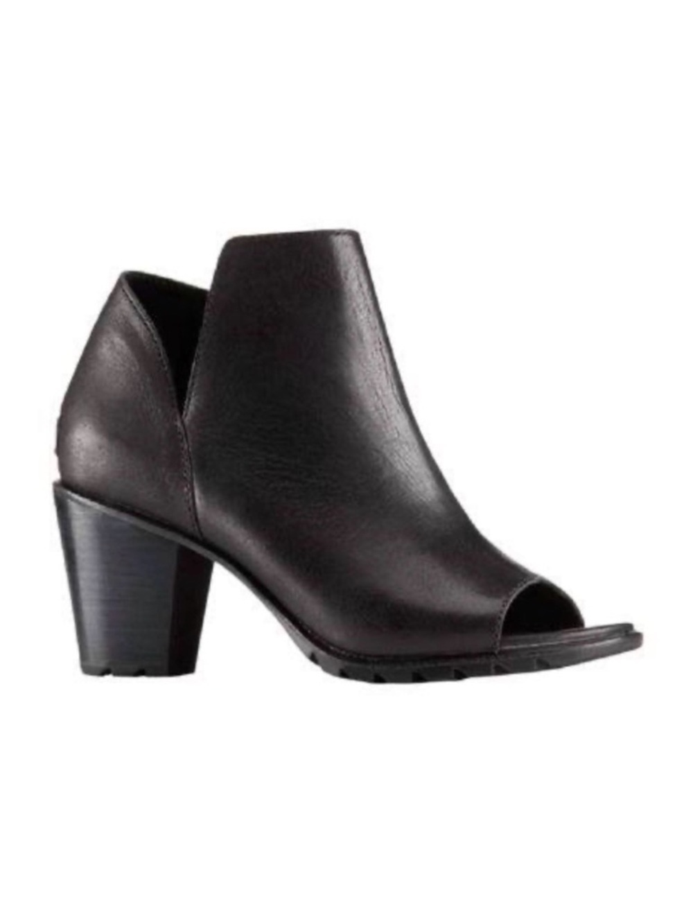 Sorel Nadia NL2842-010 Ankle Boot Peep Toe Woman’s Black Leather Size 9.0 - EU40